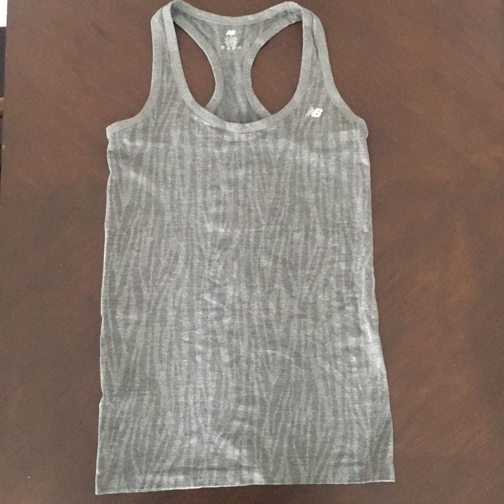 New Balance zebra print grey racerback tank Sz S